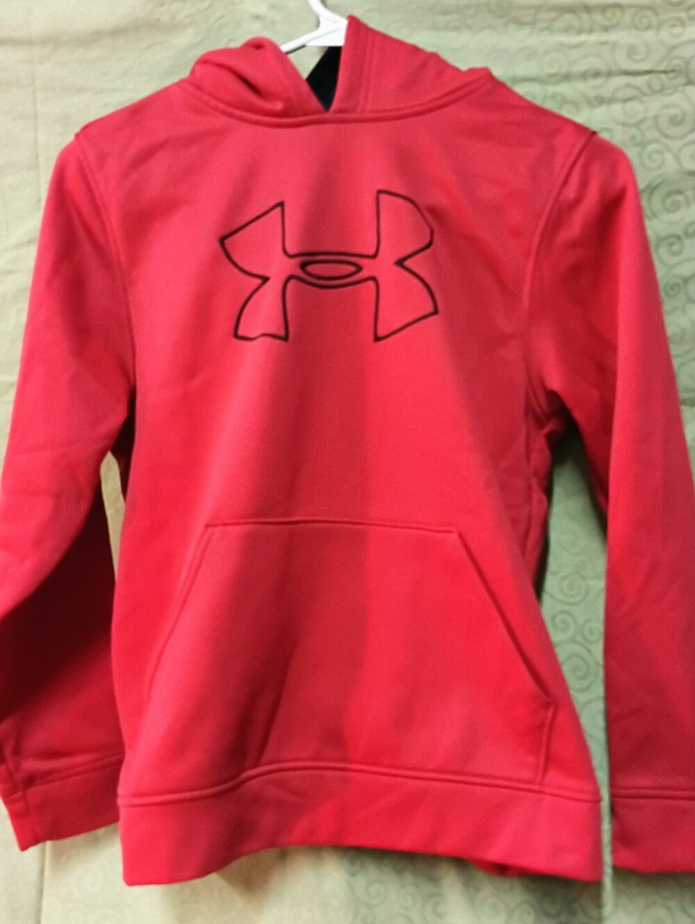 Under Armour Kids Red Hooded Pullover with Black Logo